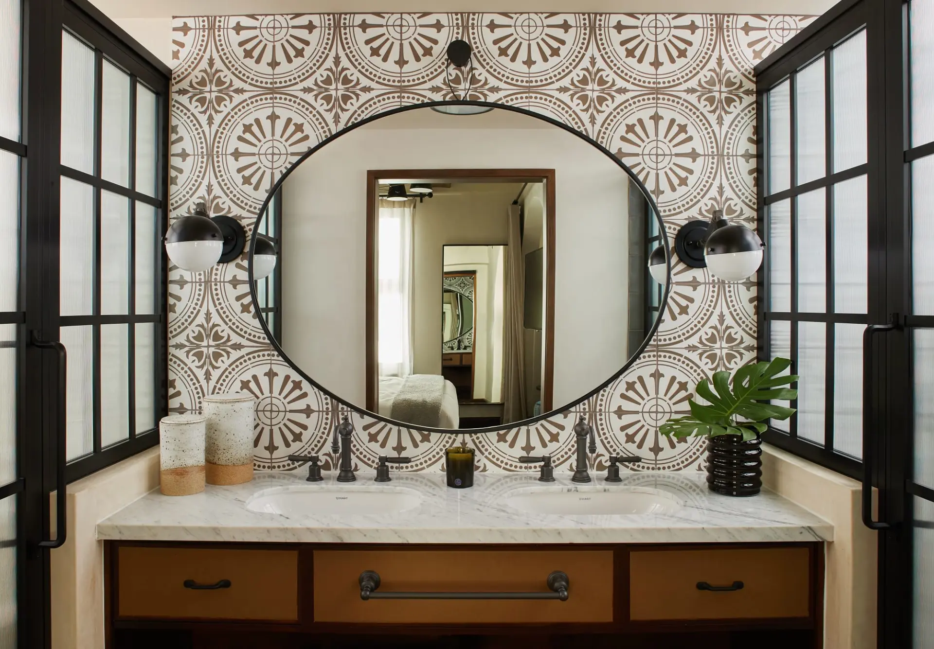 bathroom with a sink and mirror