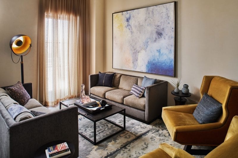 a living room filled with furniture