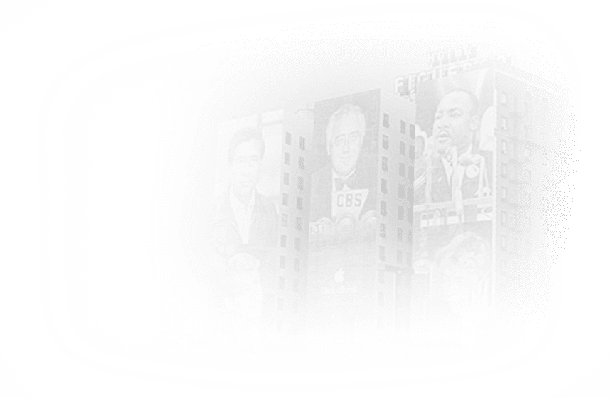 hotel figueroa building with banners of famous people
