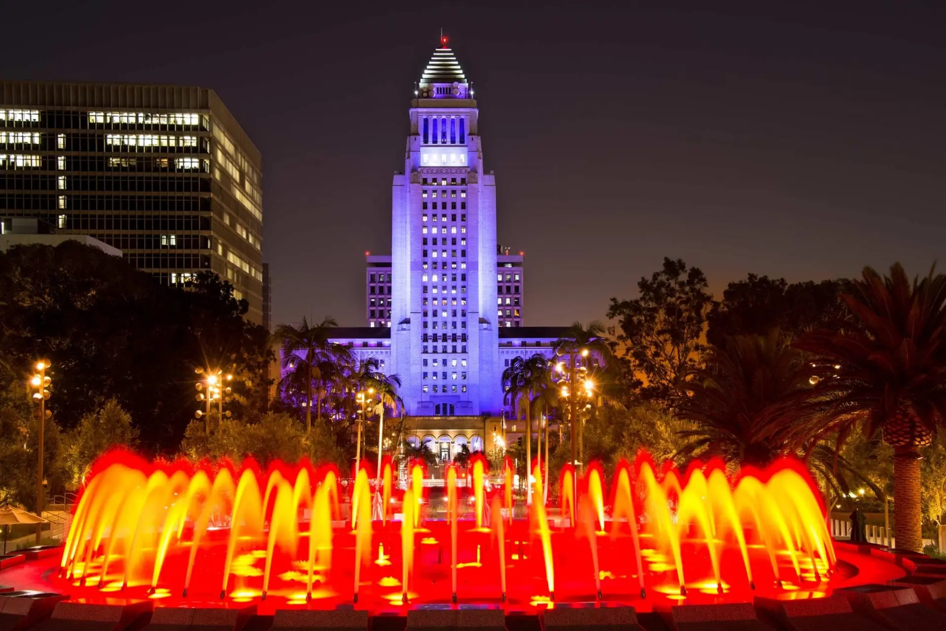 la city hall night lights