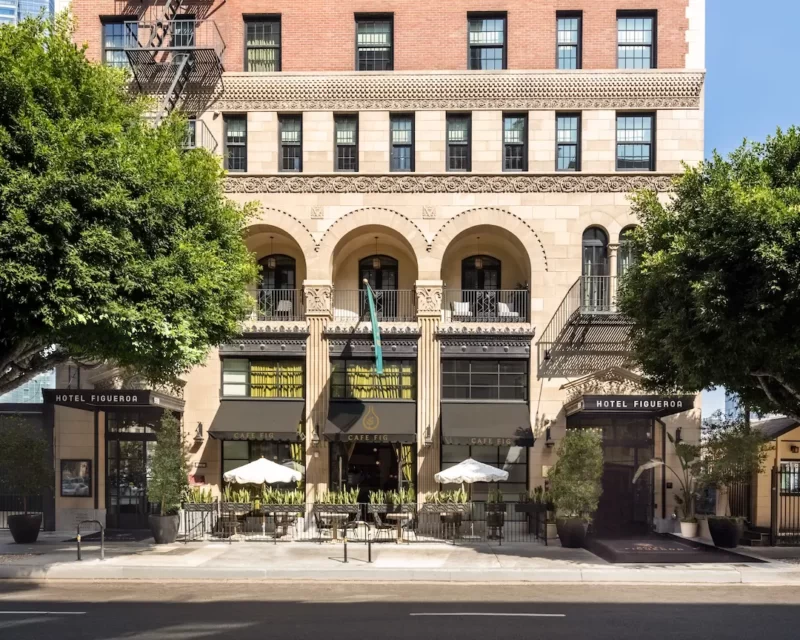 Hotel Figueroa Front Exterior Updated Cafe Fig 2022